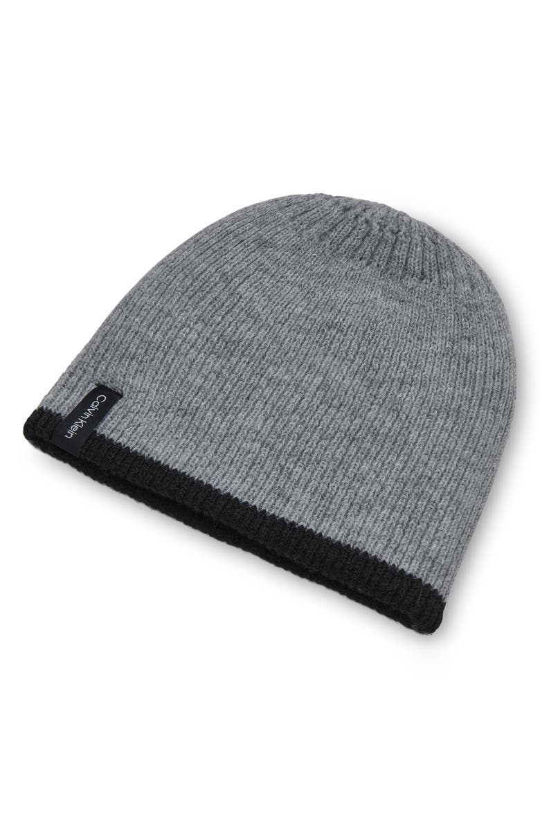 Calvin Klein Reversible Color Pop Beanie, Alternate, color, Black
