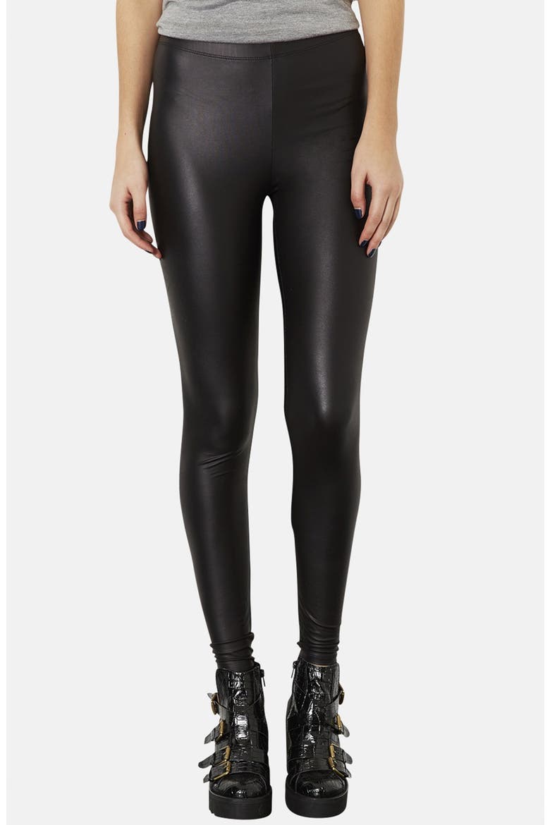 Faux Leather Leggings, Main, color, BLACK