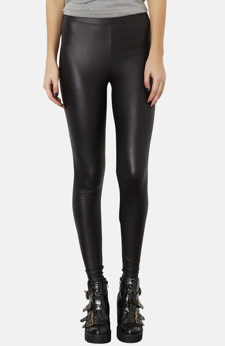 Topshop Faux Leather Leggings, Main, color, 