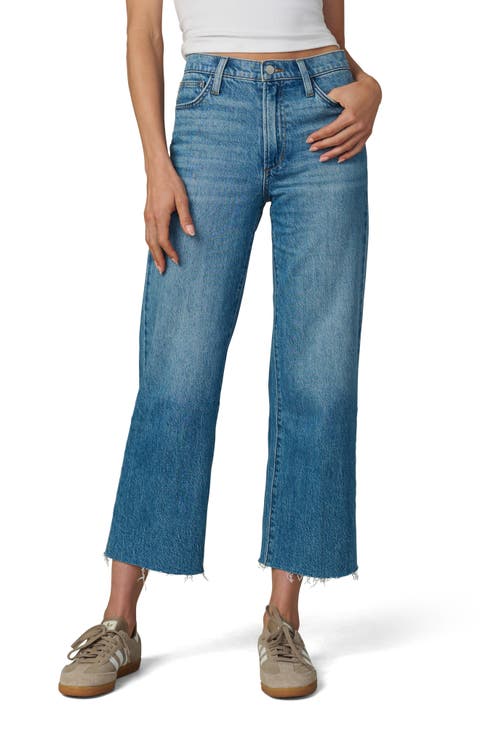 The Blake Raw Hem High Waist Crop Wide Leg Jeans (Graceful)