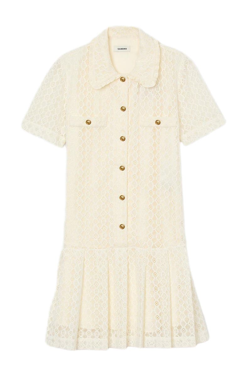 SANDRO Short lace dress, Alternate, color, Ecru