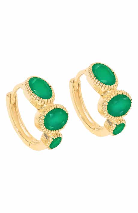 YS GEMS Gemstone Huggie Hoop Earrings