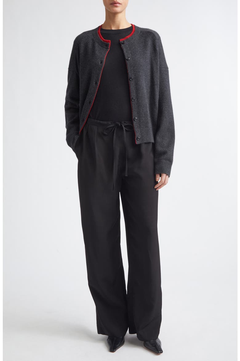 Nicola Contrast Cardigan, Alternate, color, CHARCOAL/ RED