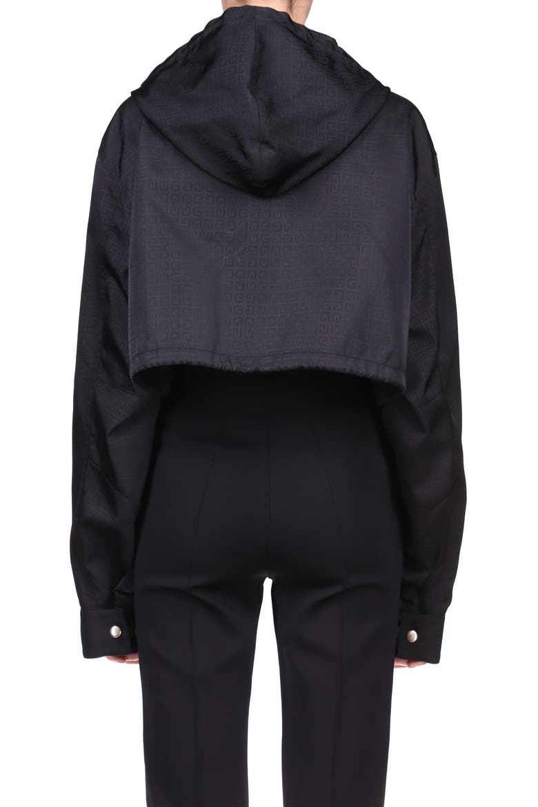 Hooded Logo Crop Windbreaker, Alternate, color, BLACK