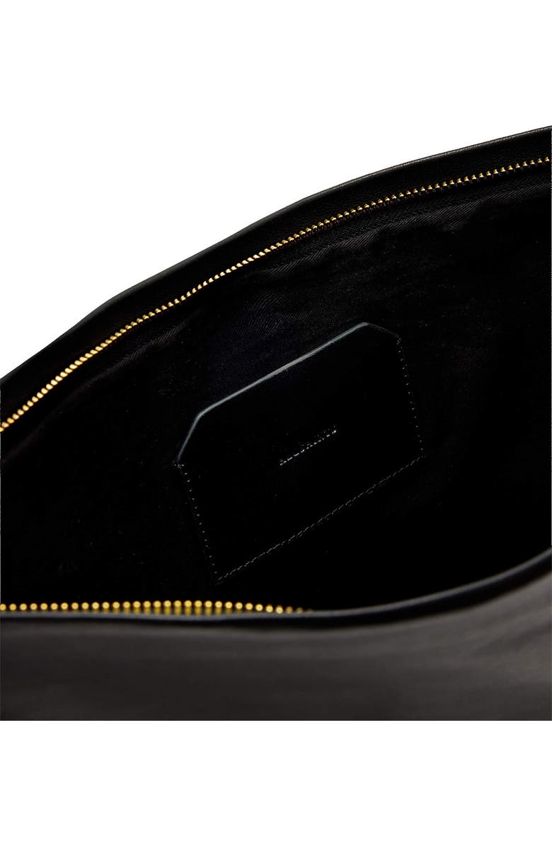 AllSaints Large Bettina Leather Clutch, Alternate, color, Black