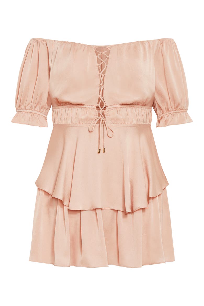 Nia Off the Shoulder Dress, Alternate, color, PINK