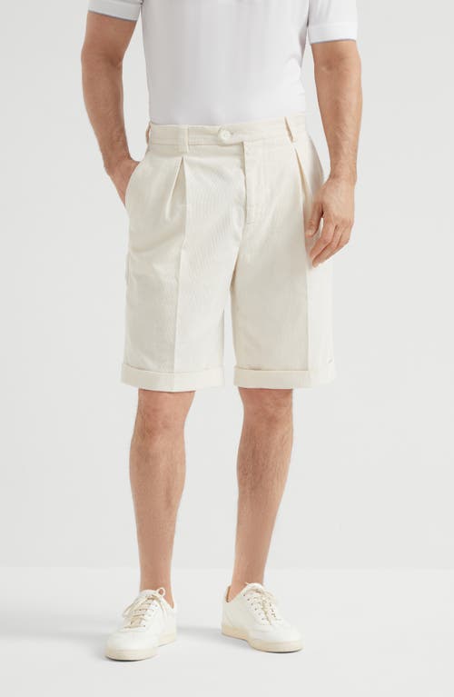Brunello Cucinelli Cotton Corduroy Bermuda Shorts In Off-white