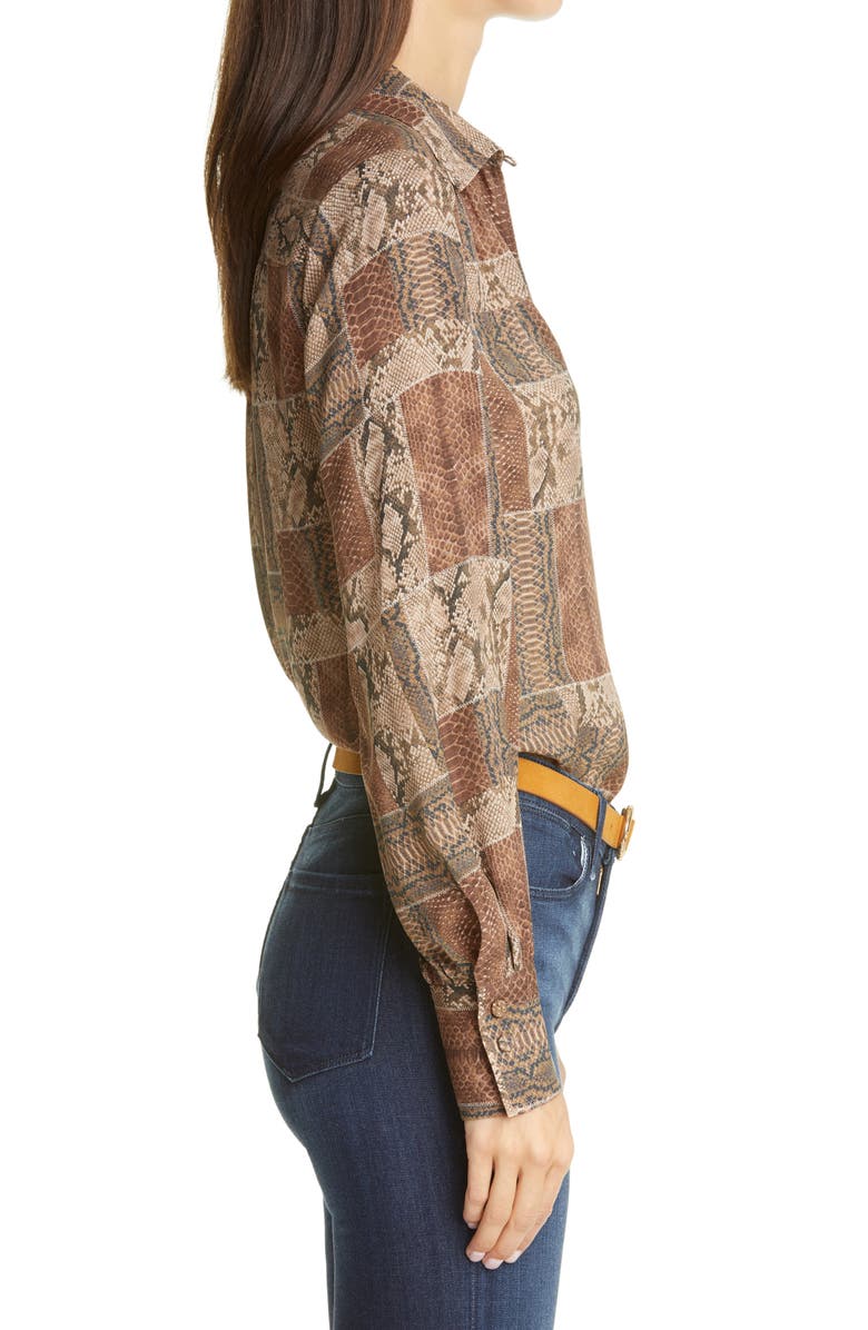 FRAME Willa Snake Print Silk Blouse, Alternate, color,