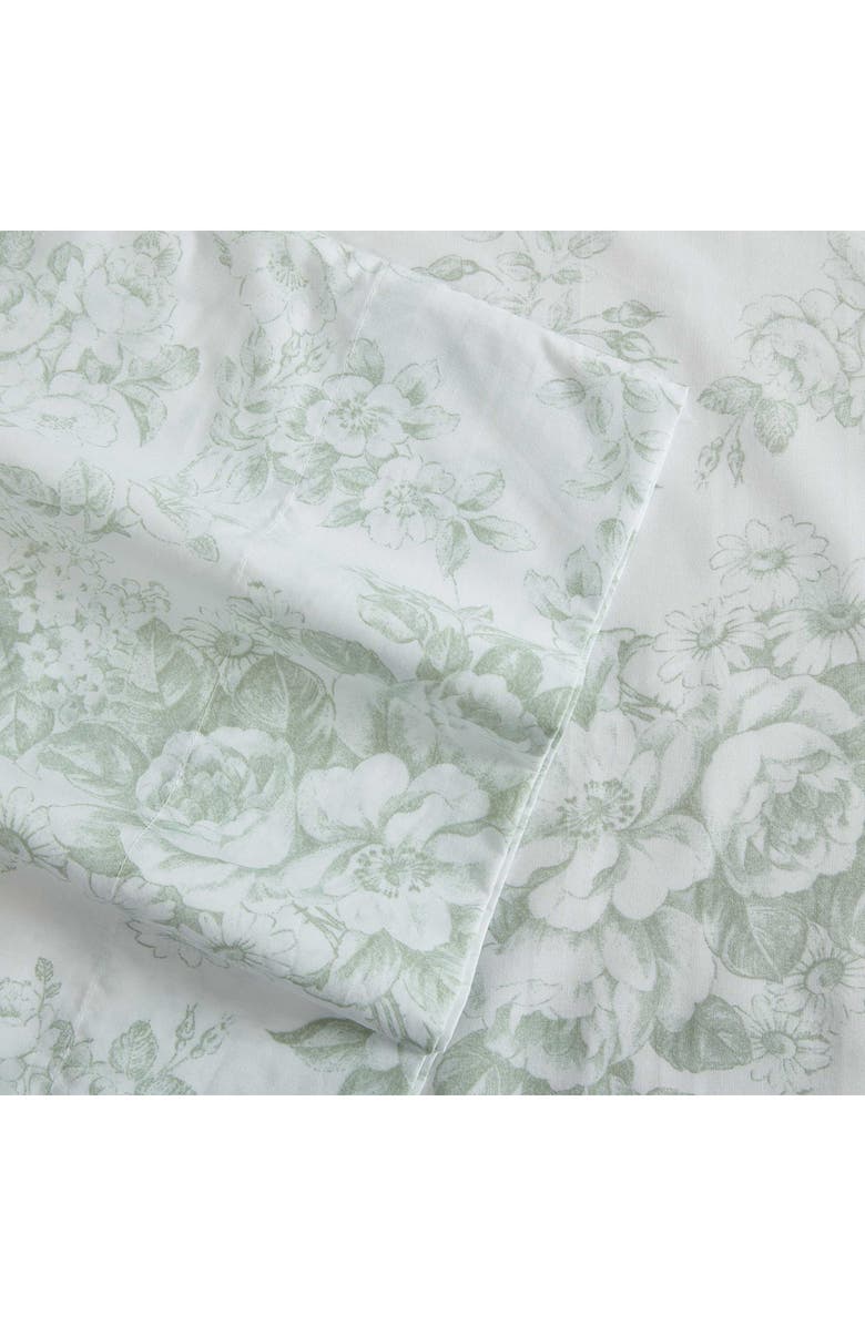 Laura Ashley Toile Delight 4-Piece Cotton Sheet Set, Alternate, color, Pastel Green