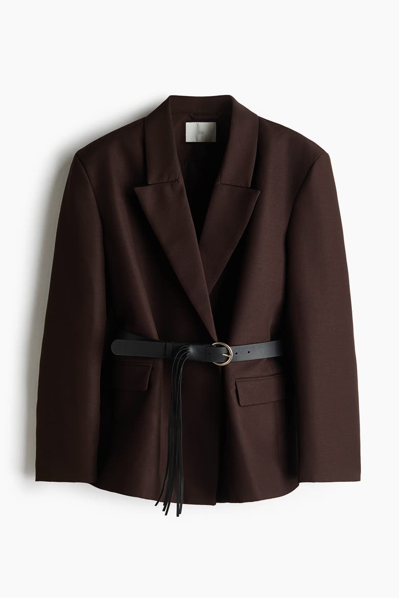 Belted Jacket, Alternate, color, Dark brown
