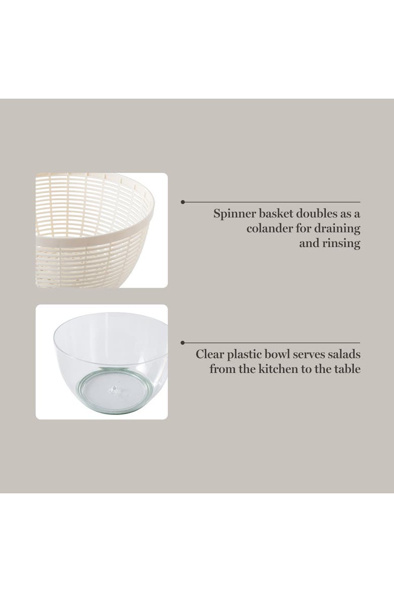 Gulfwind Salad Spinner with Washing Bowl and Strainer Basket, Alternate, color, White