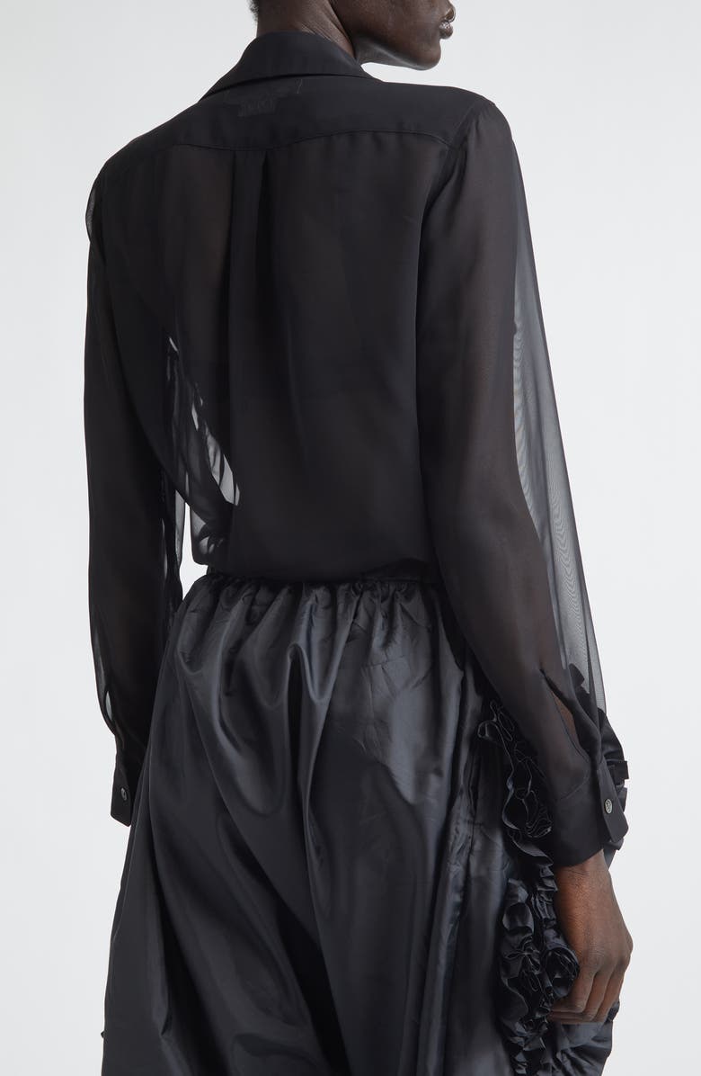 Comme des Garçons Comme des Garçons Ruffle Sheer Crepe Button-Up Shirt, Alternate, color, Black