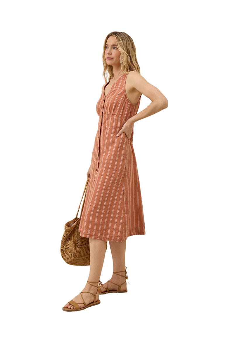 Canopy Linen Blend Button-Front Dress Made with Organic Cotton, Alternate, color, Hermosa Stripe