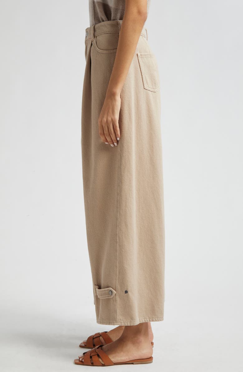 Emporio Armani High Crop Wide Leg Cotton Twill Pants, Alternate, color,