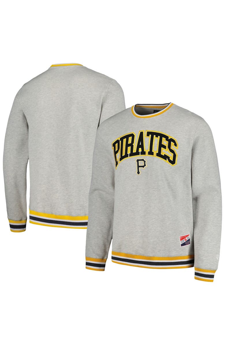 New Era Men's New Era Heather Gray Pittsburgh Pirates Throwback Classic Pullover Sweatshirt, Alternate, color,
