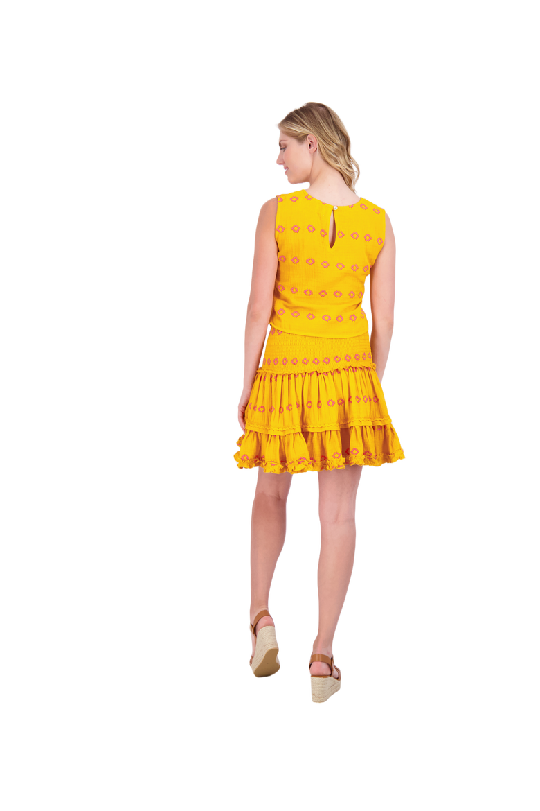 Maribel Cropped Tank and Skirt Set, Alternate, color, Marigold Embroidery