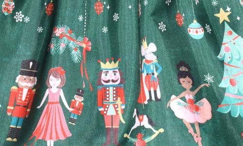 Bonnie Jean Kids' Nutcracker Border Holiday Dress In Green