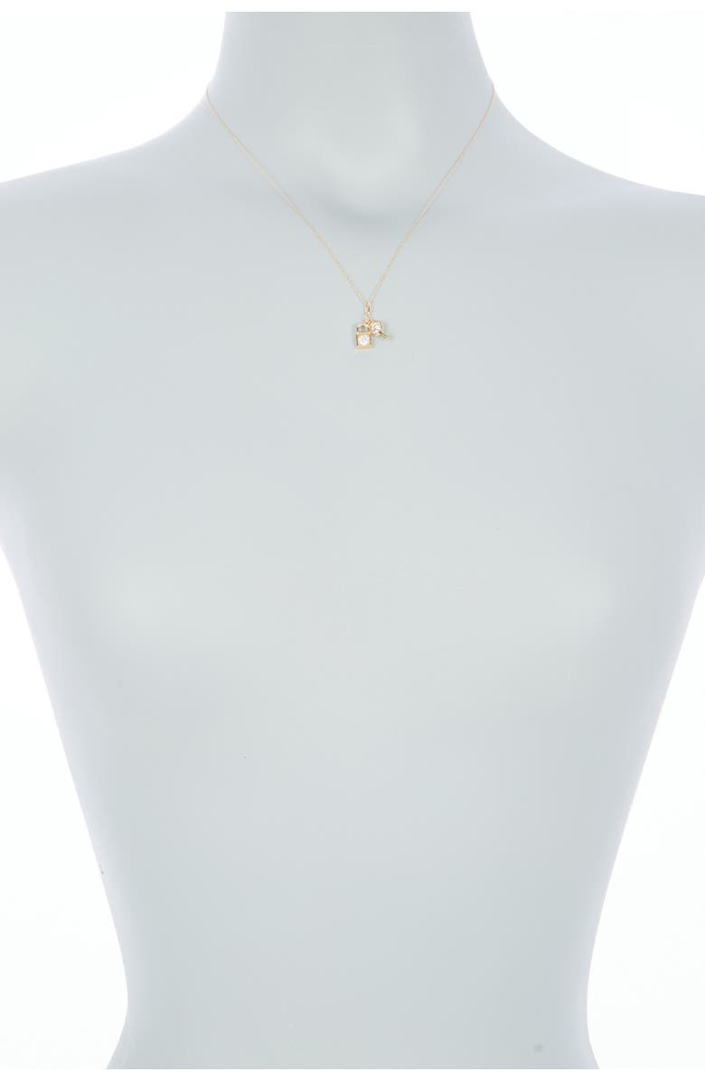 CANDELA JEWELRY 10K Yellow Gold Swarovski CZ Lock & Key Pendant Necklace, Alternate, color, 