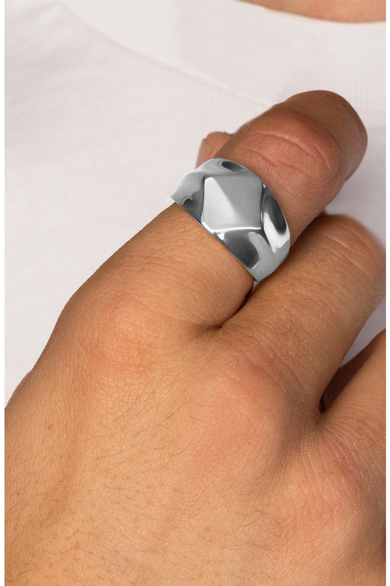 Squared Stainless Steel Ring, Alternate, color, Silver