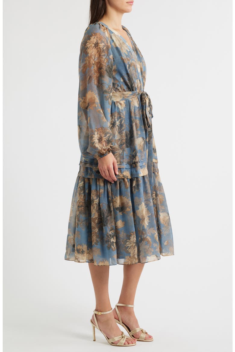 Belle Long Sleeve Midi Dress, Alternate, color, SKYLINE MULTI