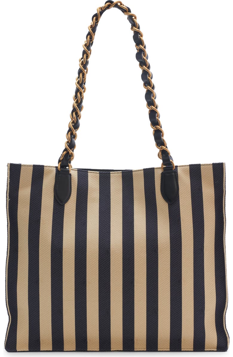 Valentino Garavani Kicky Stripe Nylon & Cotton Tote, Alternate, color, Black/Khaki