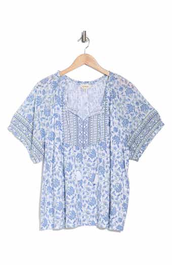 Lucky Brand Short Sleeve Split Neck Top