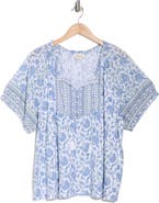 Lucky Brand Short Sleeve Split Neck Top