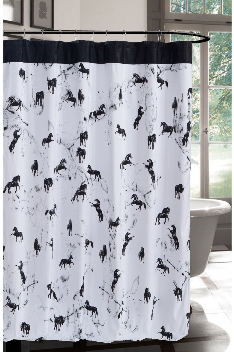 'Bessie' Shower Curtain, Main, color, BLACK/ WHITE