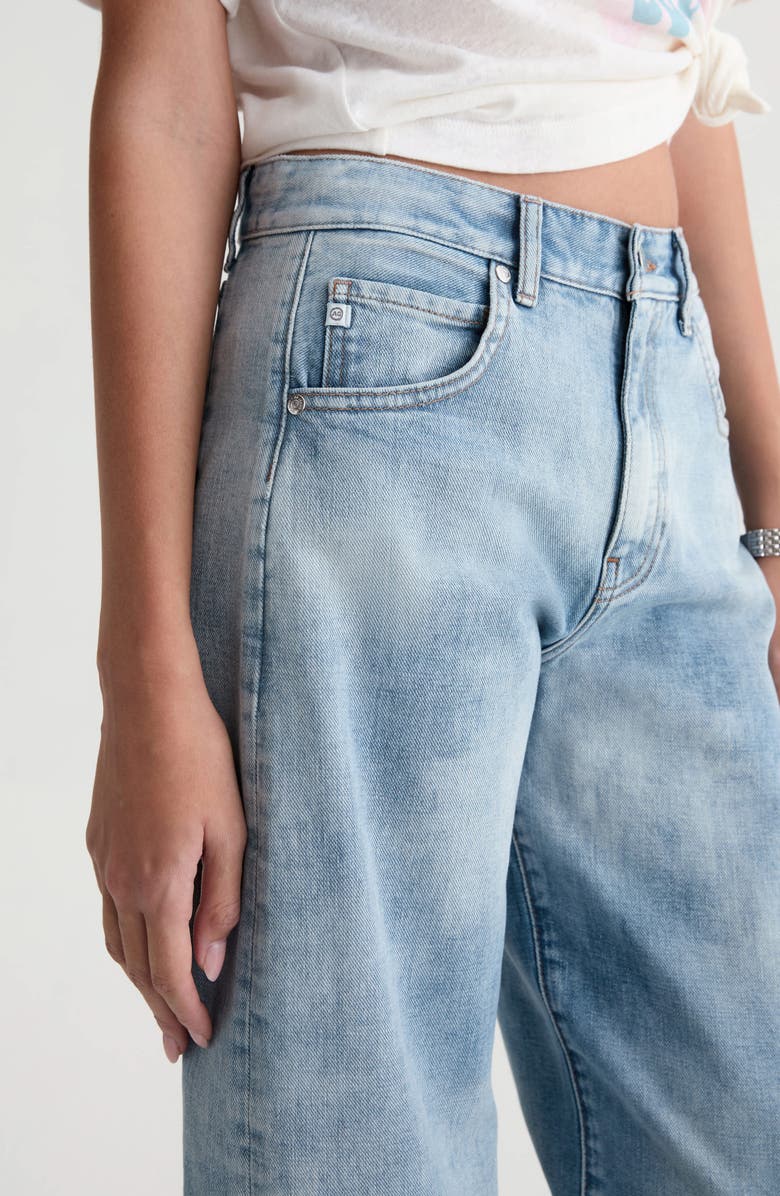 AG Hattie Raw Hem High Waist Crop Barrel Leg Jeans, Alternate, color, Playa