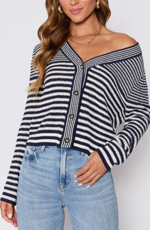 売れ筋商品|||ラルフローレン ニット&セーター アウター レディース Women's Striped Pointelle Cotton-Blend Sweater White/Blue Lapis 106 NWT Polo Ralph Lauren Crochet Striped Pointelle Short