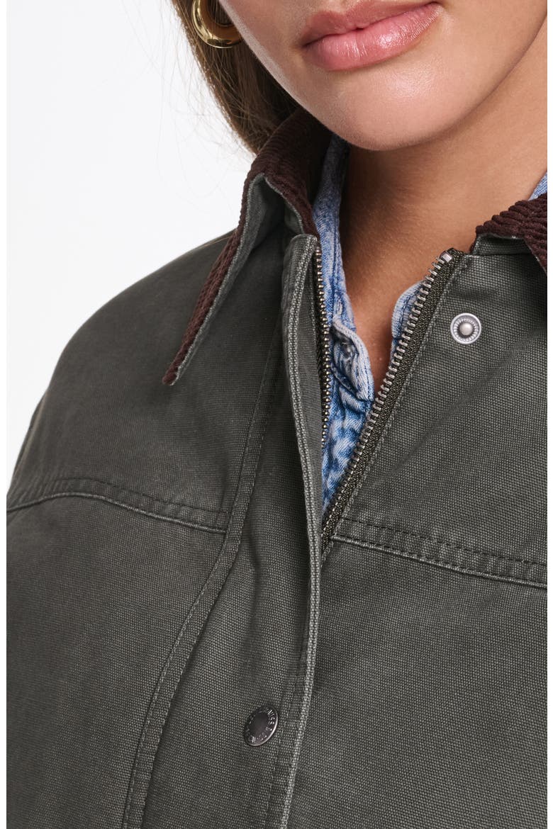 Corduroy Collar Military Jacket, Alternate, color, DARK OLIVE