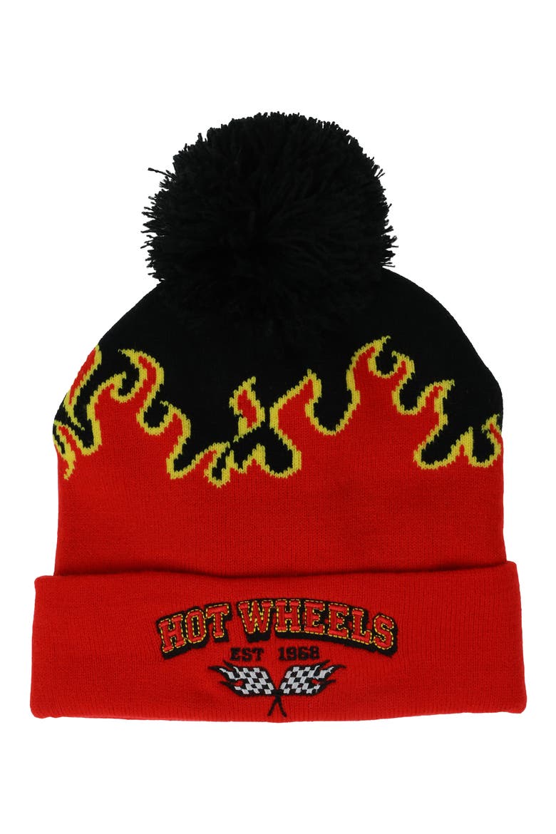 Kids' Hot Wheels Beanie & Gloves Set, Alternate, color, BLACK/ RED MULTI