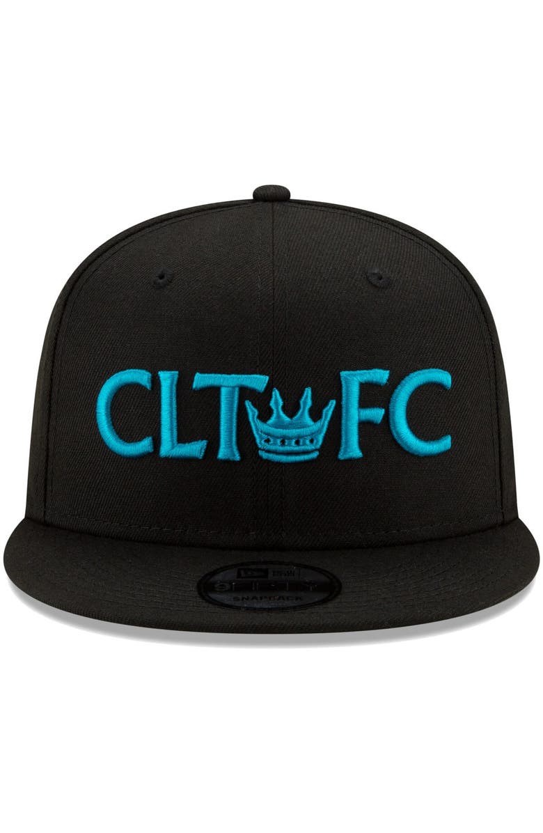 New Era Men's New Era Black Charlotte FC Crown 9FIFTY Snapback Hat, Alternate, color,