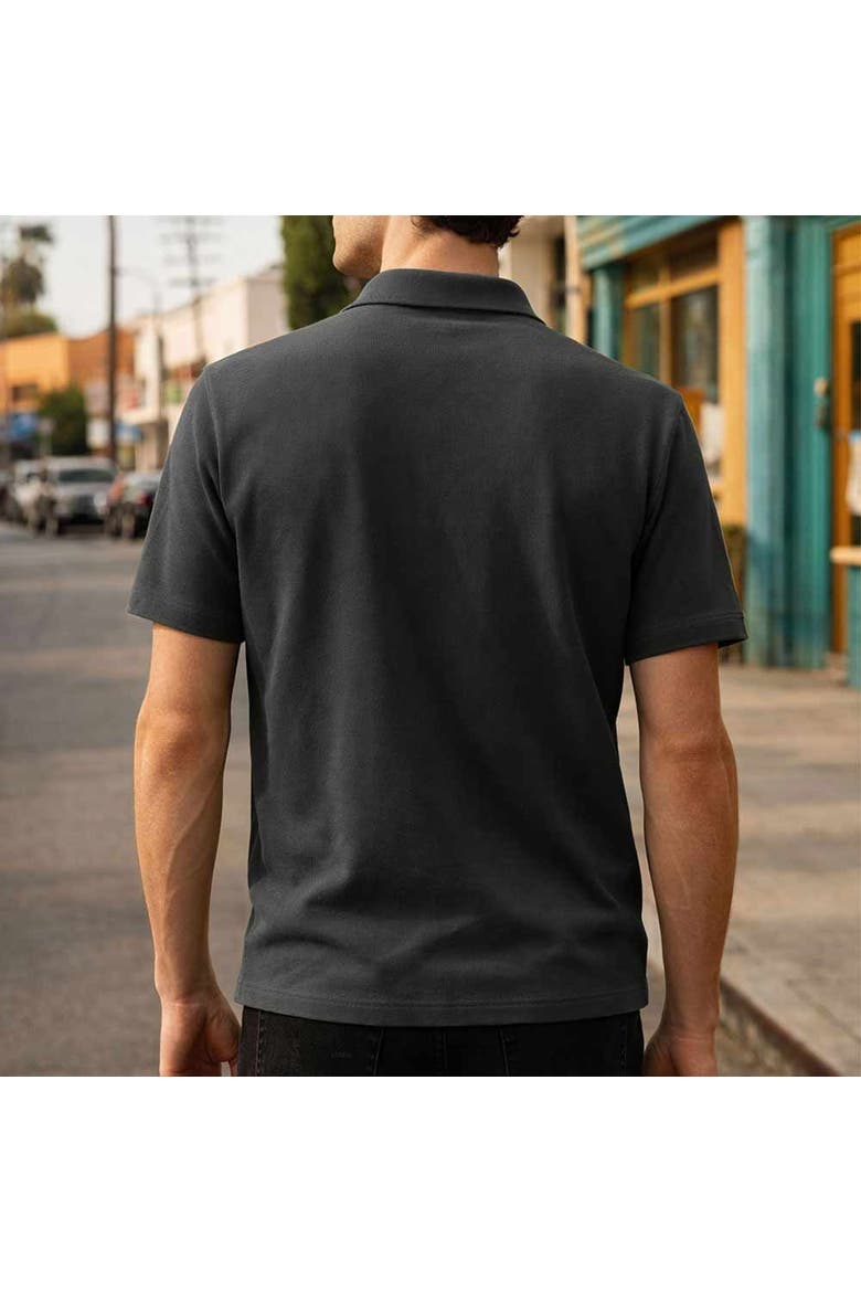 Astronaut Midweight Short Sleeve Polo Shirt, Alternate, color, Charcoal