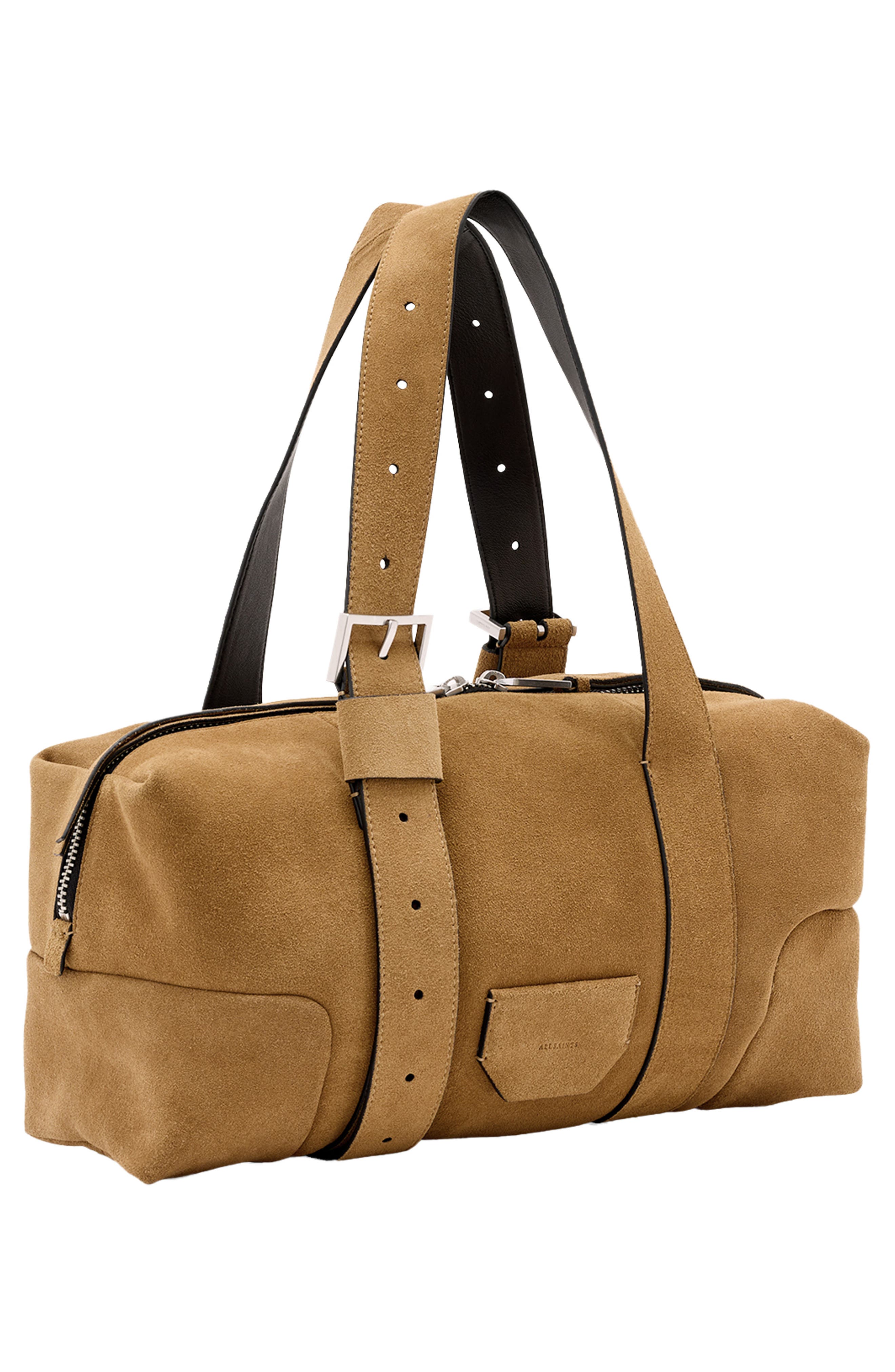 AllSaints Ares Suede Shoulder Bag, Alternate, color, Biscuit Brown