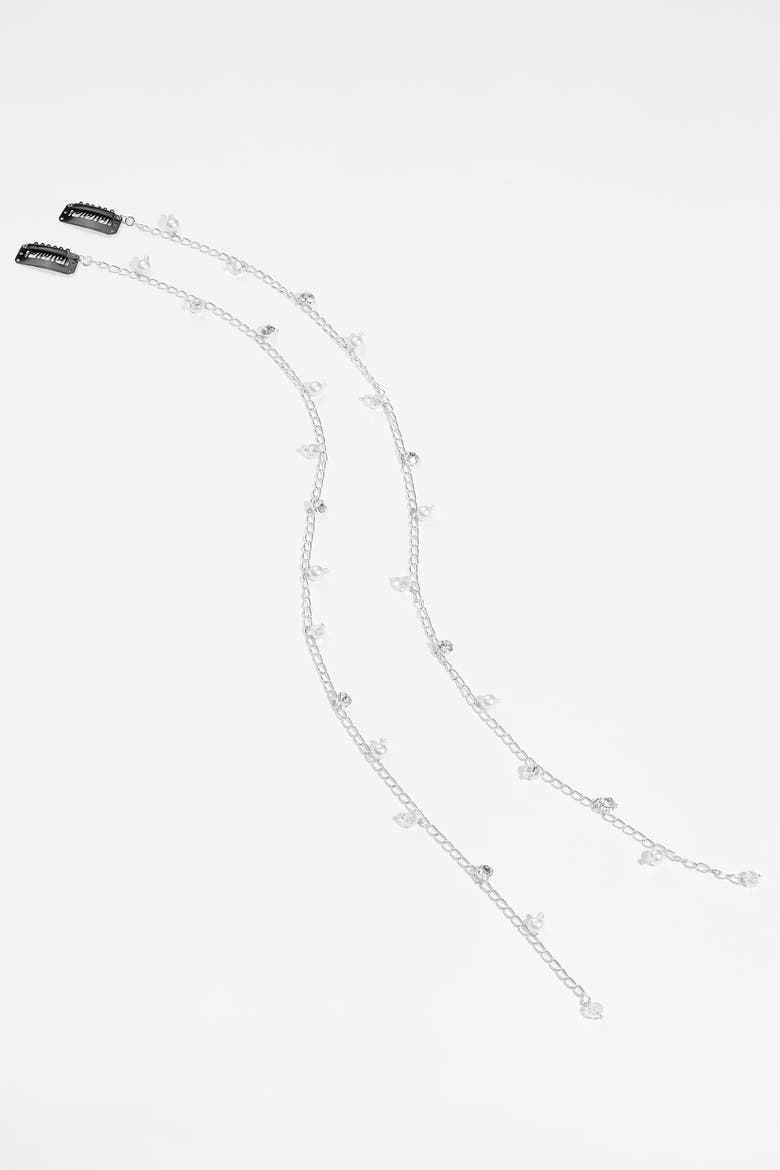 Midnight Pearl Hair Chain, Main, color, Silver