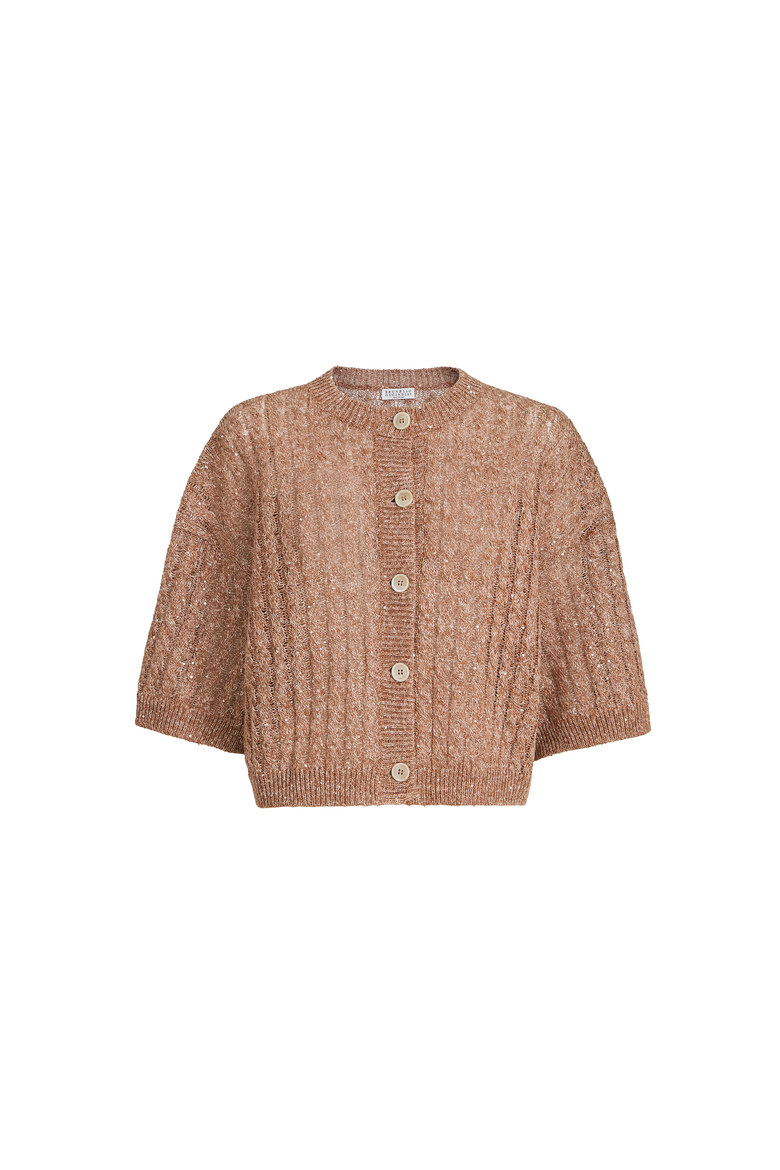Dazzling cable cardigan, Alternate, color, Brown