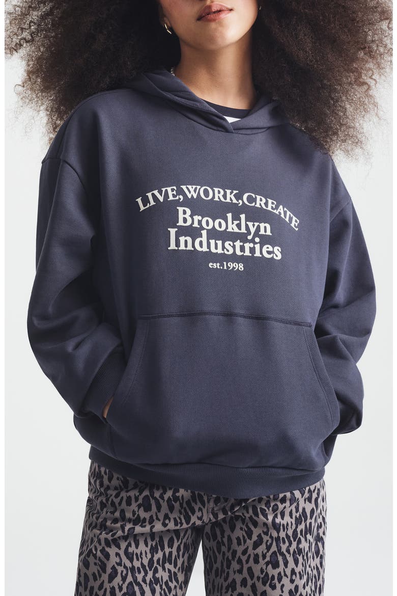 Logo Print Hoodie, Main, color, BLUEBERRY