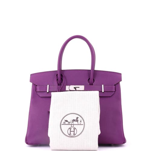 Pre-owned Hermes Hermes Birkin Handbag Purple Epsom With Palladium Hardware 30 In Pink