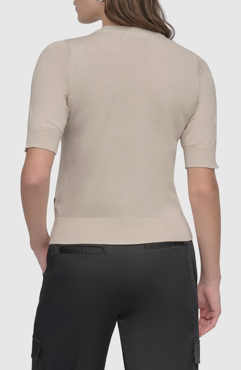 DKNY Graffiti Floral Jacquard Short Sleeve Sweater, Alternate, color, 