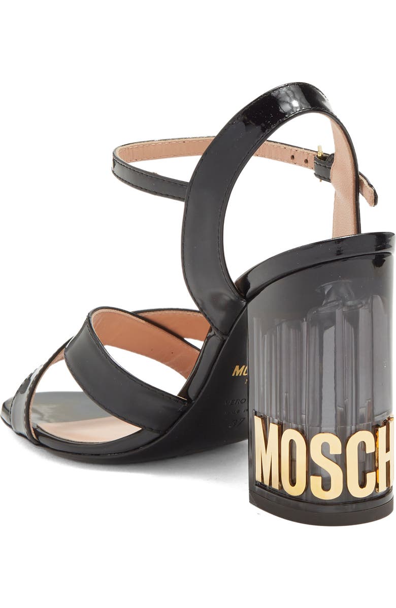 Moschino Patent Leather Block Heel Sandal, Alternate, color,