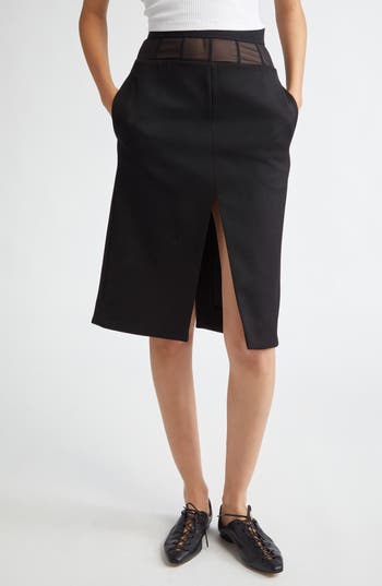 Stella Mccartney Illusion Waist Wool Pencil Skirt In Black
