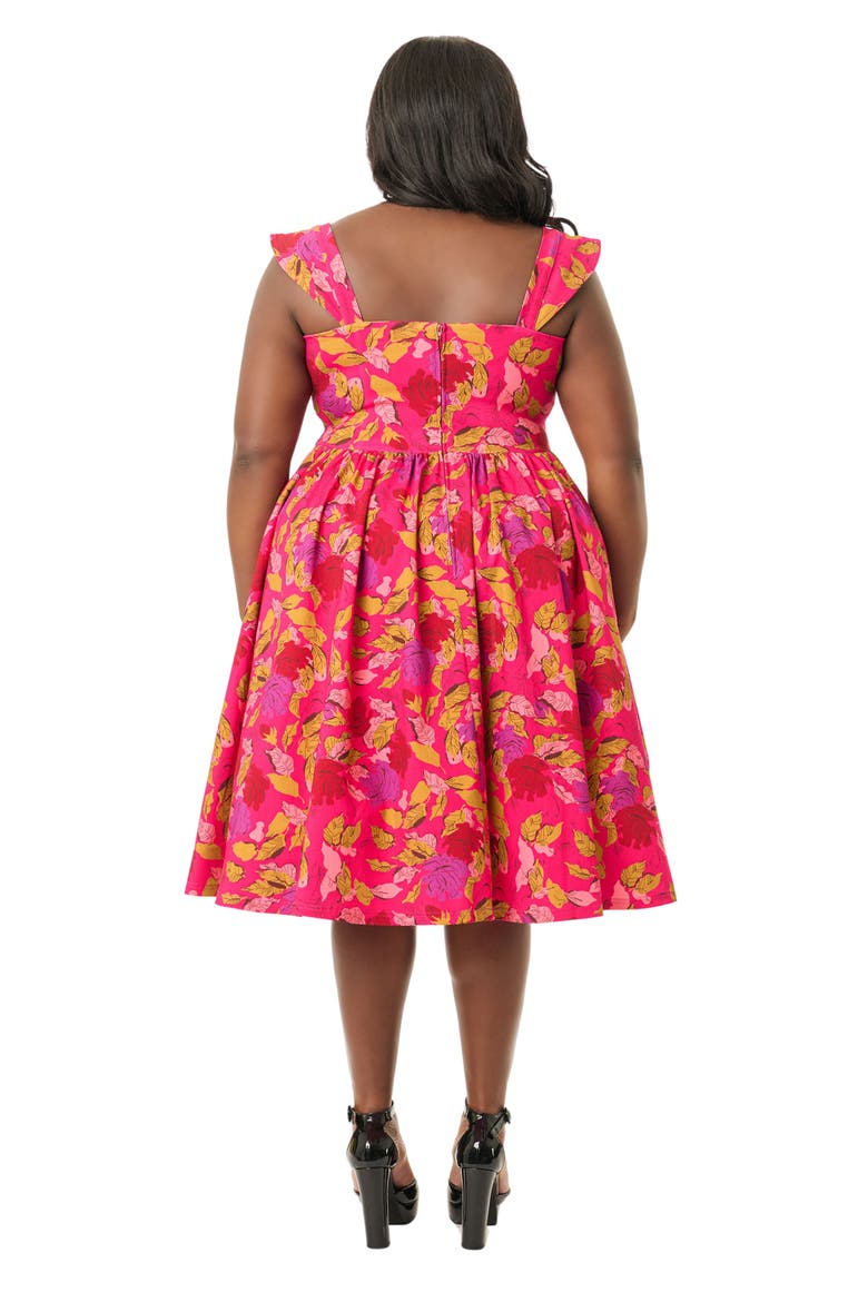 Plus Size 1950s Sweetheart Sleeveless Swing Dress, Alternate, color, Pink Floral