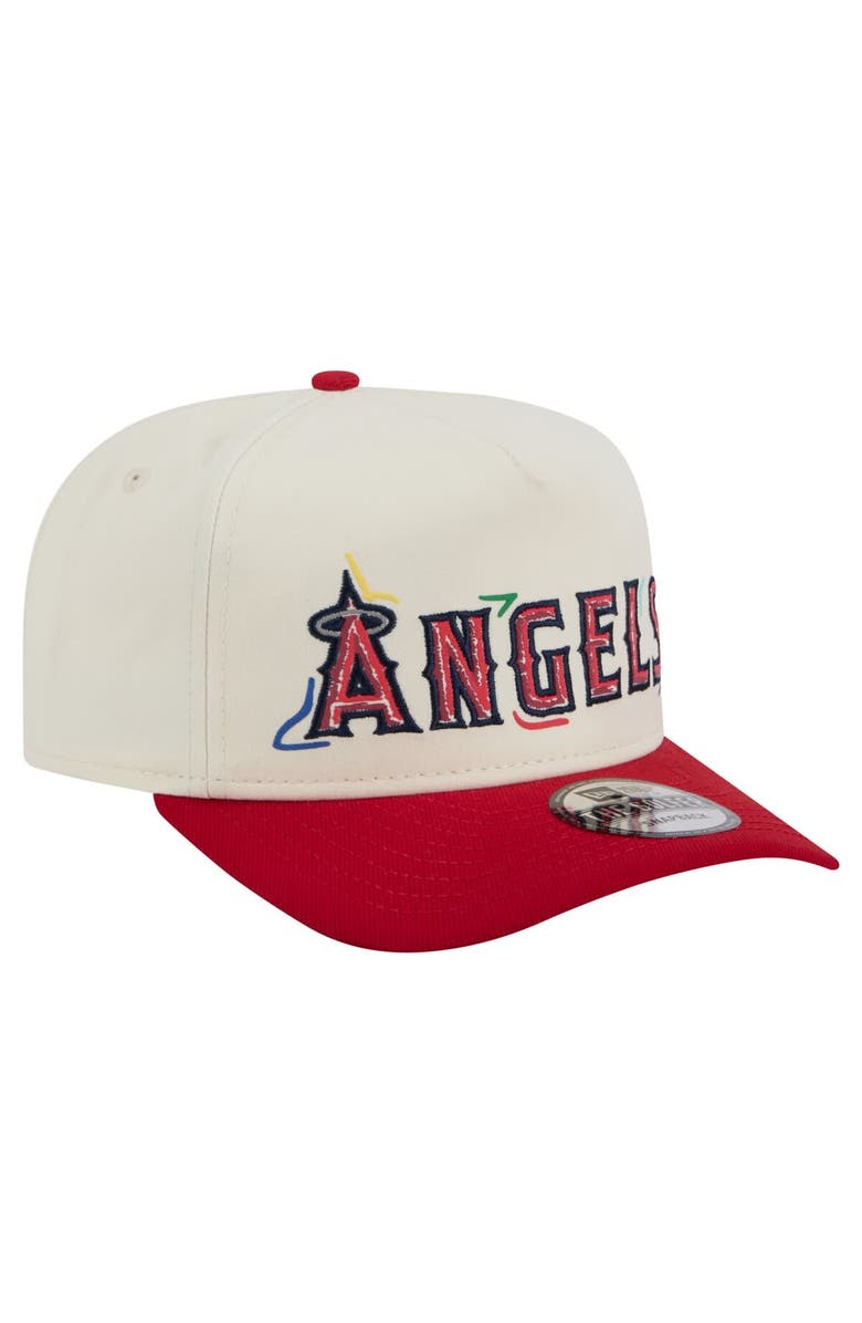 New Era Men's New Era White Los Angeles Angels Team Scribble Golfer Adjustable Hat, Alternate, color,