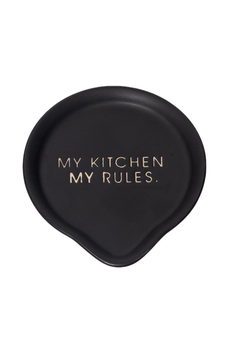 My Kitchen My Rules Spoon Rest Ceramic Black, Main, color, Black