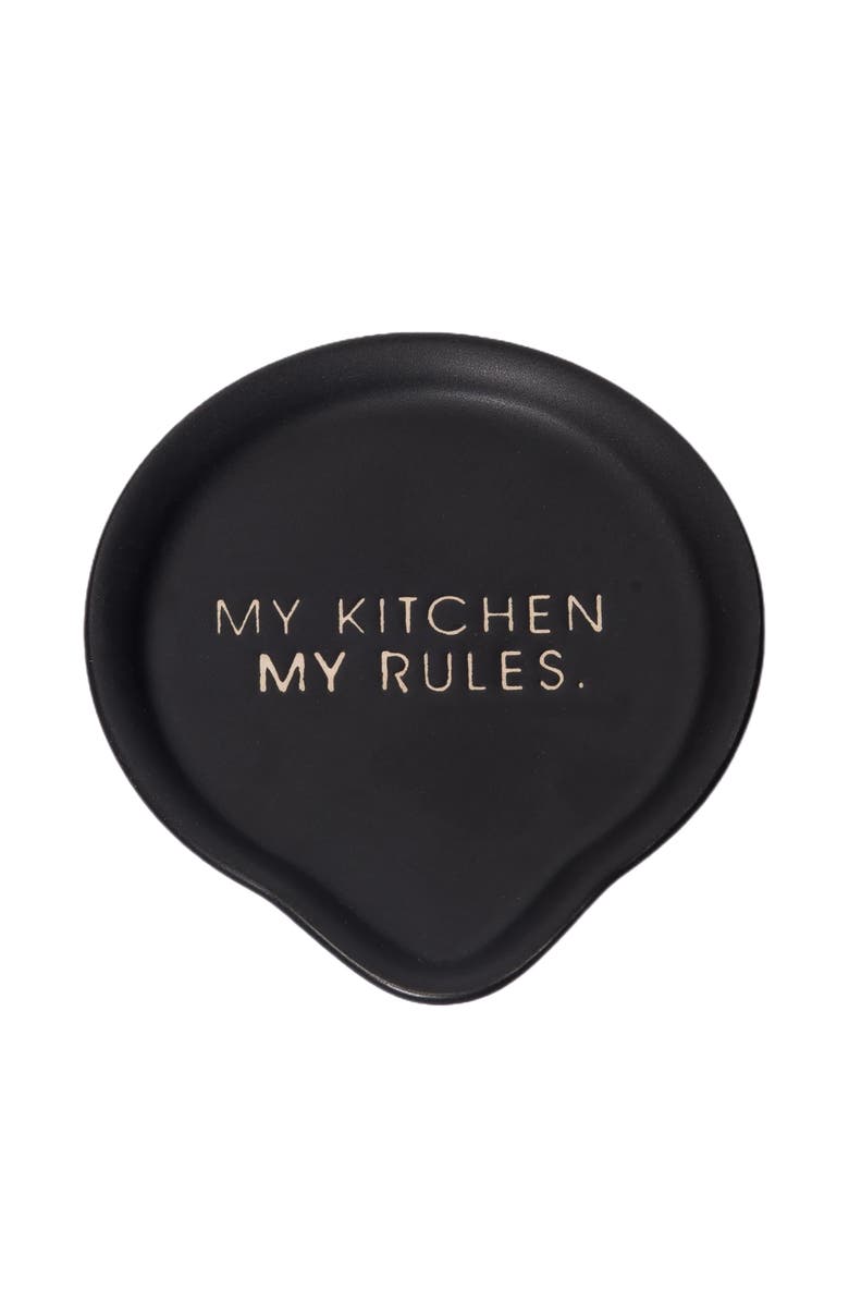 Totalee Gift My Kitchen My Rules Spoon Rest Ceramic Black, Main, color,