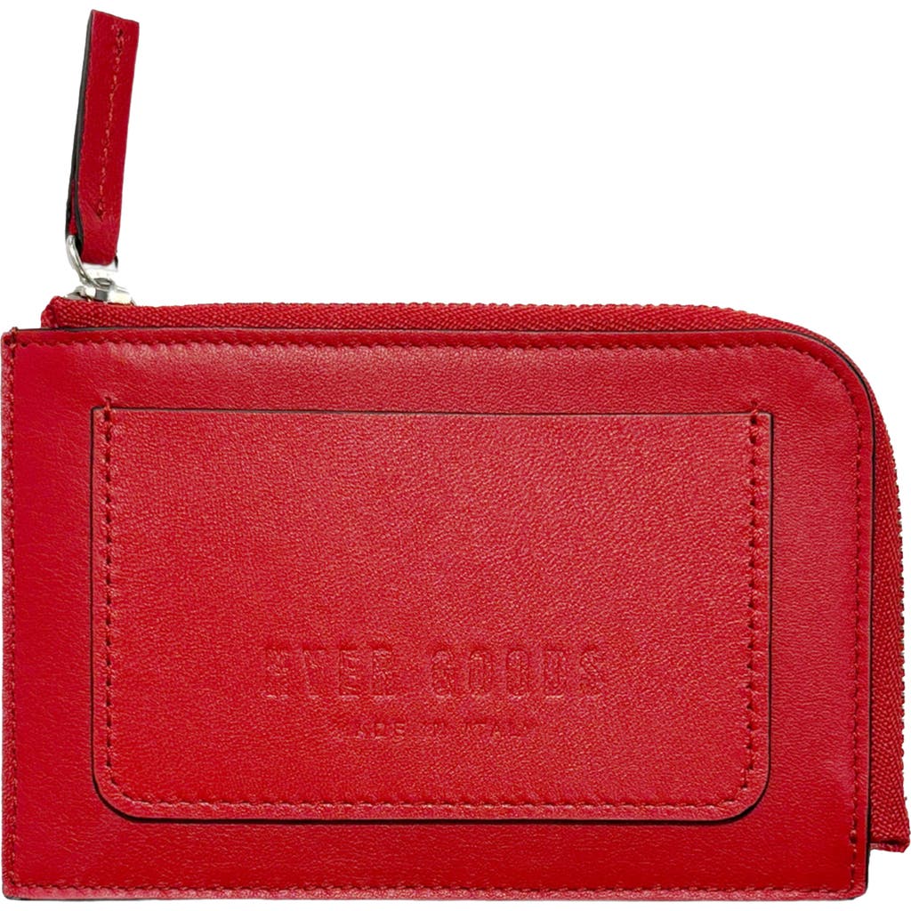Hyer Goods Upcycled Italian Leather Zip-around Card Wallet In Valentino Red