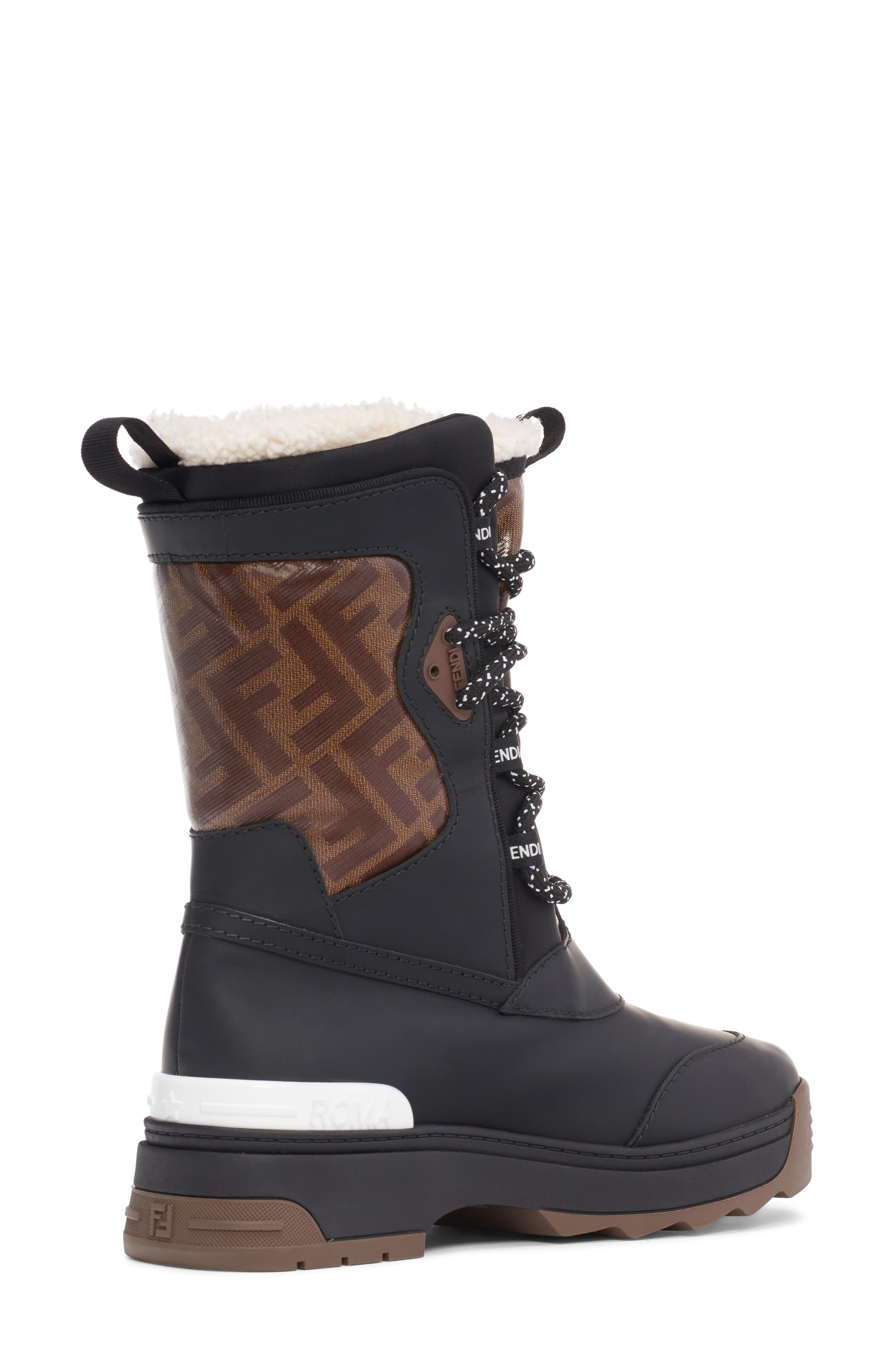 Fendi Genuine Shearling Lined Weather Resistant Ski Boot, Alternate, color, 