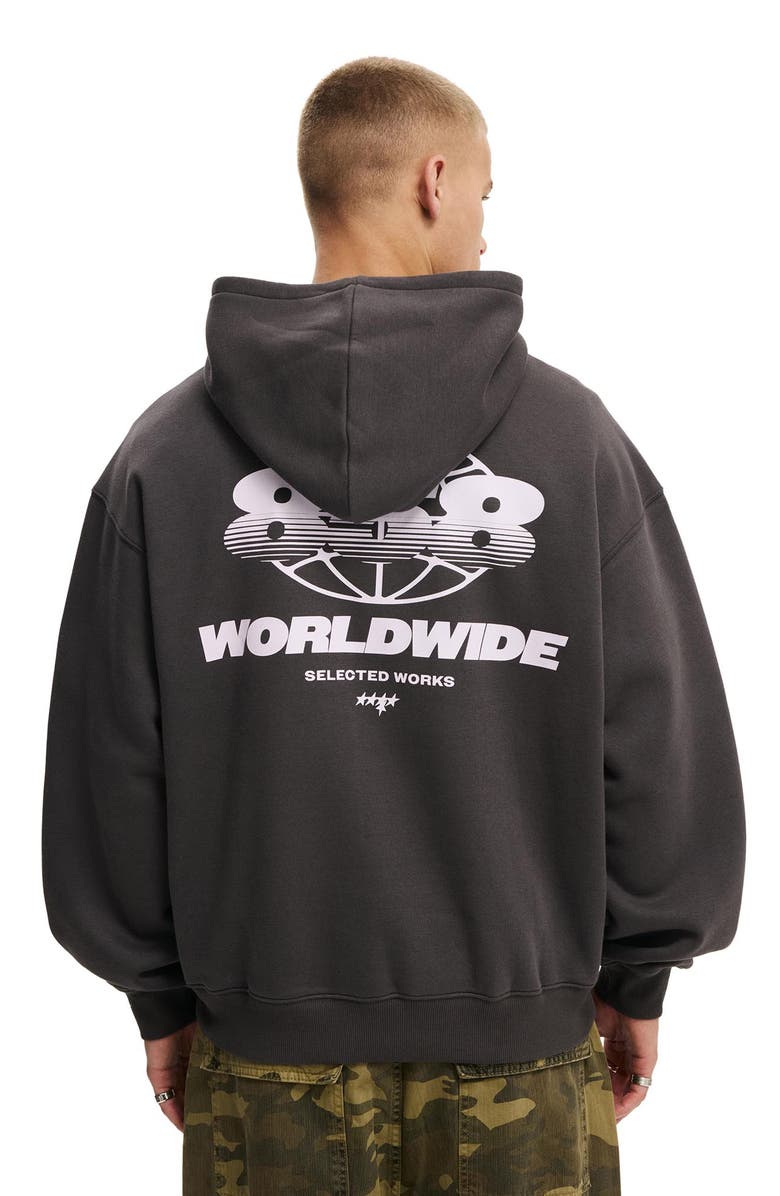 Cotton On Men's Box Fit Graphic Hoodie, Alternate, color, Faded Slate  Worlwide 858