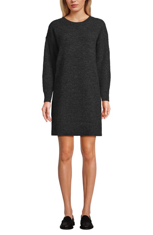 Lands' End Fuzzy Bow Back Mini Sweater Dress In Black